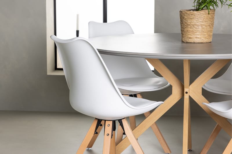 Piazza Matgrupp  120 cm Rund med 4 Zeno stolar - Grå - Möbler - Bord & matgrupper - Matgrupper