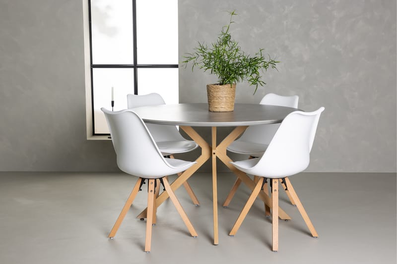 Piazza Matgrupp  120 cm Rund med 4 Zeno stolar - Grå - Möbler - Bord & matgrupper - Matgrupper