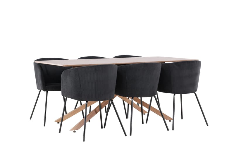 Piazza Matgrupp 180 cm Rektangulär med 6 Berit stolar - Mocca/Svart - Möbler - Bord & matgrupper - Matgrupper