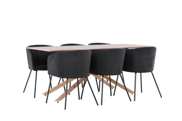 Piazza Matgrupp 180 cm Rektangulär med 6 Berit stolar - Mocca/Svart - Möbler - Bord & matgrupper - Matgrupper