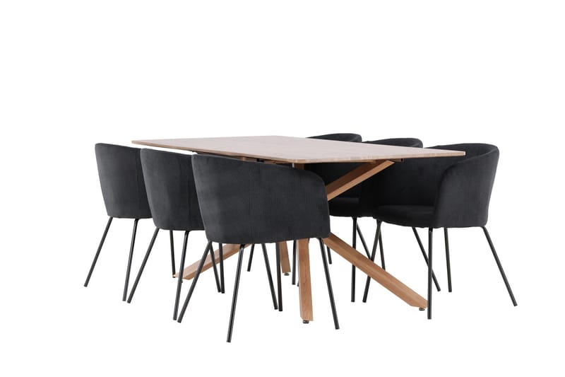 Piazza Matgrupp 180 cm Rektangulär med 6 Berit stolar, Mocca/Svart