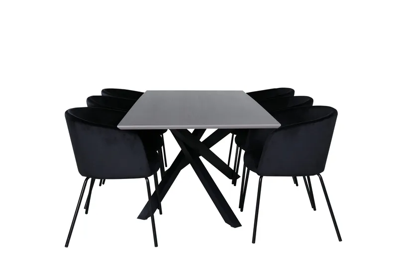 Piazza Matgrupp 180 cm Rektangulär med 6 Berit stolar - Svart - Möbler - Bord & matgrupper - Matgrupper