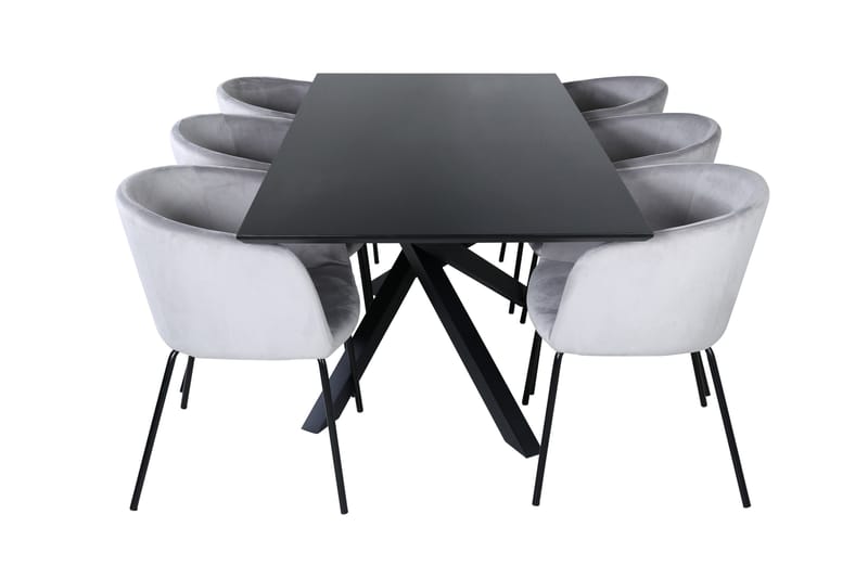 Piazza Matgrupp 180 cm Rektangulär med 6 Berit stolar - Svart - Möbler - Bord & matgrupper - Matgrupper
