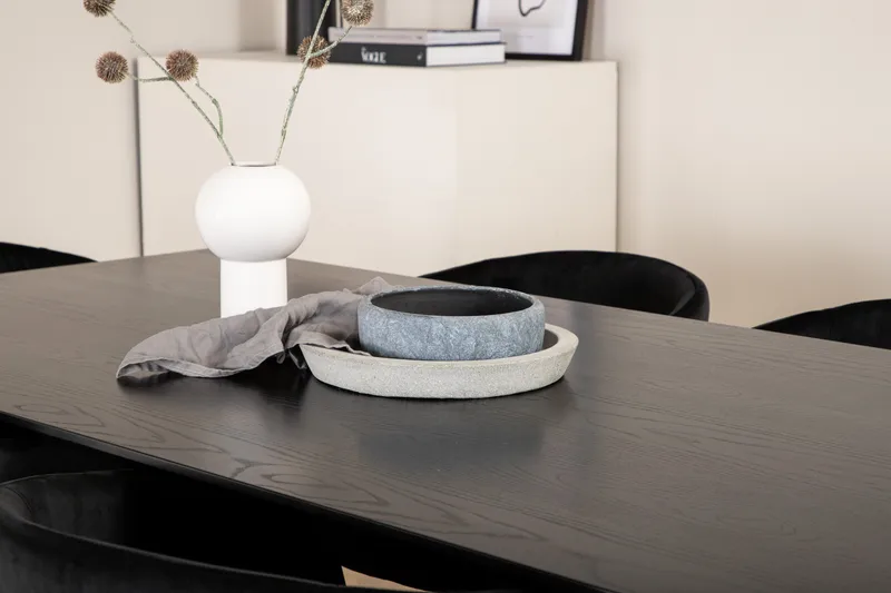 Piazza Matgrupp 180 cm Rektangulär med 6 Berit stolar - Svart - Möbler - Bord & matgrupper - Matgrupper