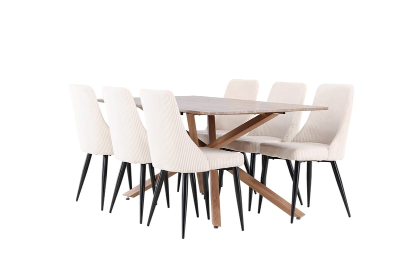 Piazza Matgrupp 180 cm Rektangulär med 6 Leone stolar - Mocca/Beige - Möbler - Bord & matgrupper - Matgrupper