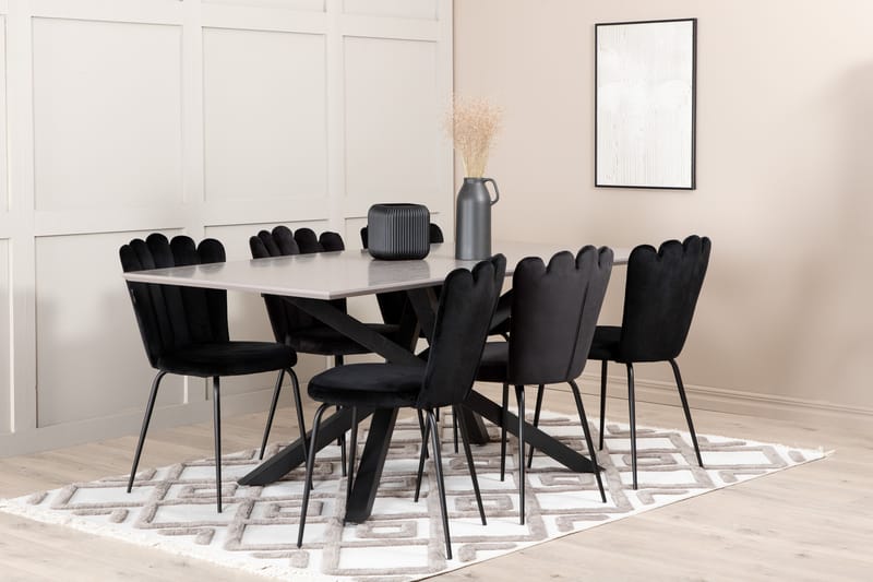 Piazza Matgrupp 180 cm Rektangulär med 6 Limhamn stolar - Svart - Möbler - Bord & matgrupper - Matgrupper