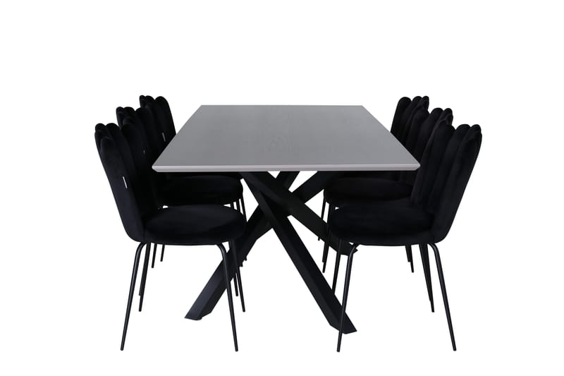 Piazza Matgrupp 180 cm Rektangulär med 6 Limhamn stolar - Svart - Möbler - Bord & matgrupper - Matgrupper