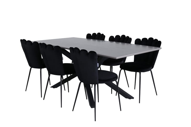 Piazza Matgrupp 180 cm Rektangulär med 6 Limhamn stolar - Svart - Möbler - Bord & matgrupper - Matgrupper