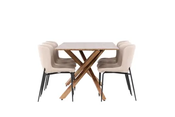 Piazza Matgrupp 180 cm Rektangulär med 6 Modesto stolar - Mocca/Beige - Möbler - Bord & matgrupper - Matgrupper