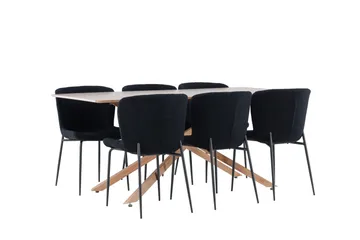 Piazza Matgrupp 180 cm Rektangulär med 6 Modesto stolar - Mocca/Svart - Möbler - Bord & matgrupper - Matgrupper