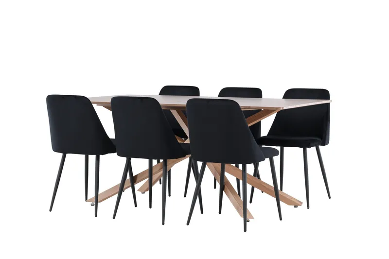 Piazza Matgrupp 180 cm Rektangulär med 6 Night stolar - Mocca/Svart - Möbler - Bord & matgrupper - Matgrupper