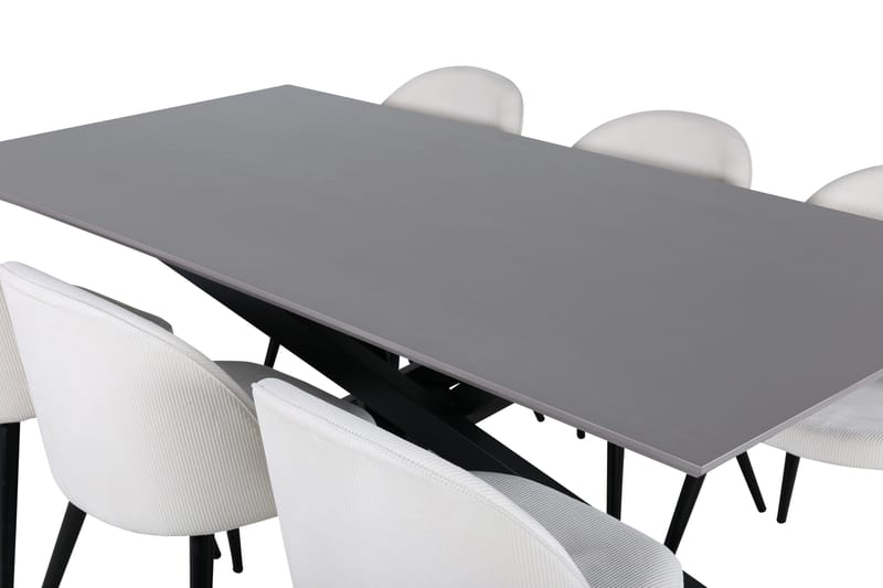 Piazza Matgrupp 180 cm Rektangulär med 6 Velvet stolar - Beige - Möbler - Bord & matgrupper - Matgrupper