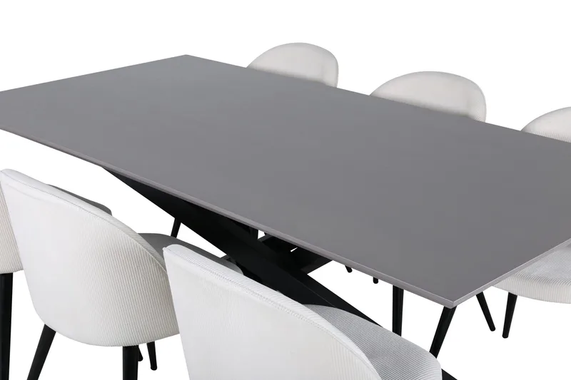 Piazza Matgrupp 180 cm Rektangulär med 6 Velvet stolar - Beige - Möbler - Bord & matgrupper - Matgrupper