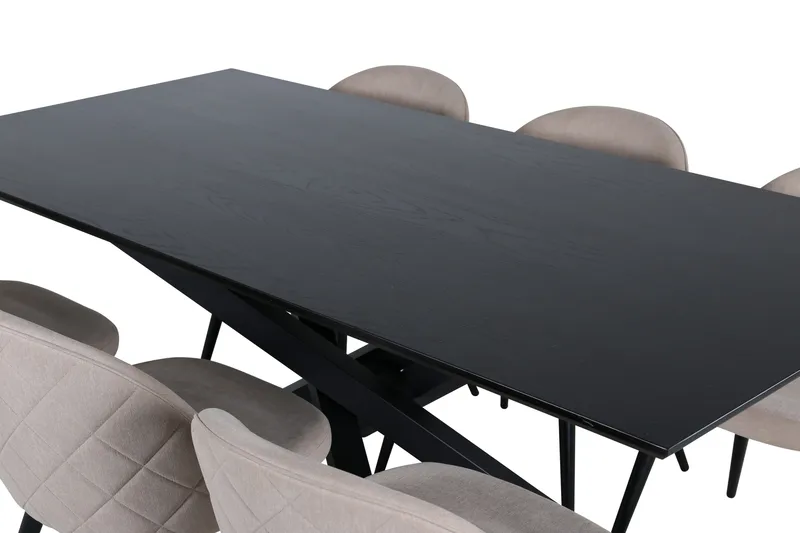 Piazza Matgrupp 180 cm Rektangulär med 6 Velvet stolar - Beige - Möbler - Bord & matgrupper - Matgrupper