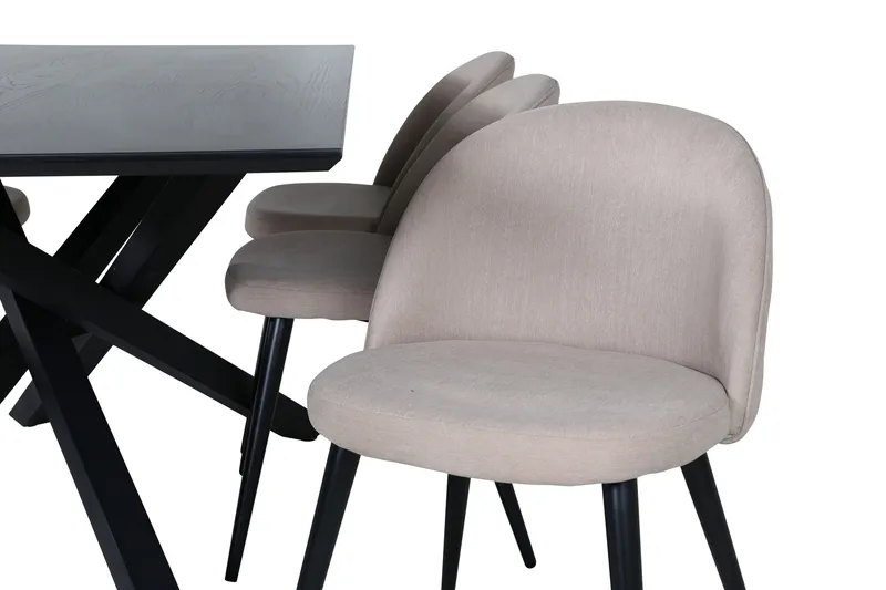 Piazza Matgrupp 180 cm Rektangulär med 6 Velvet stolar - Beige - Möbler - Bord & matgrupper - Matgrupper