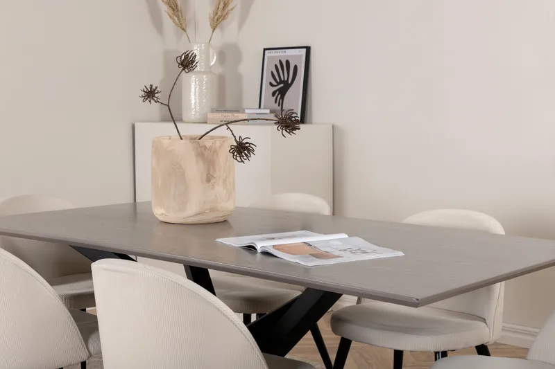 Piazza Matgrupp 180 cm Rektangulär med 6 Velvet stolar - Beige - Möbler - Bord & matgrupper - Matgrupper