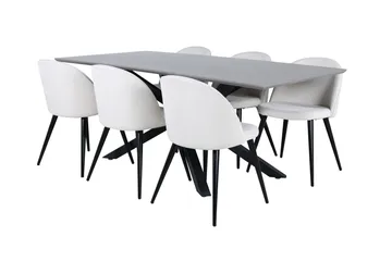 Piazza Matgrupp 180 cm Rektangulär med 6 Velvet stolar