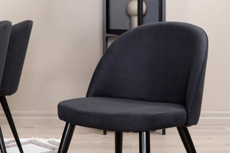 Piazza Matgrupp 180 cm Rektangulär med 6 Velvet stolar - Svart - Möbler - Bord & matgrupper - Matgrupper