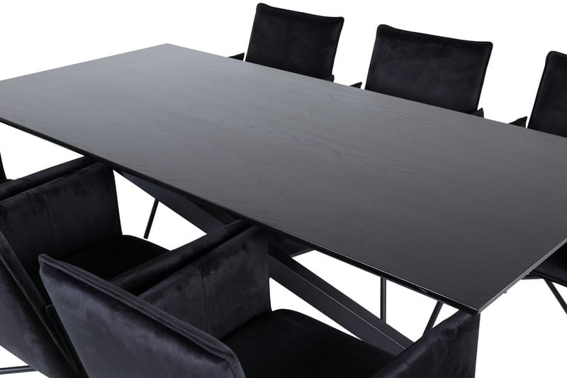 Piazza Matgrupp 180 cm Rektangulär med 6 Petra stolar - Svart - Möbler - Bord & matgrupper - Matgrupper