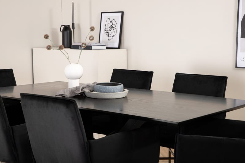 Piazza Matgrupp 180 cm Rektangulär med 6 Petra stolar - Svart - Möbler - Bord & matgrupper - Matgrupper
