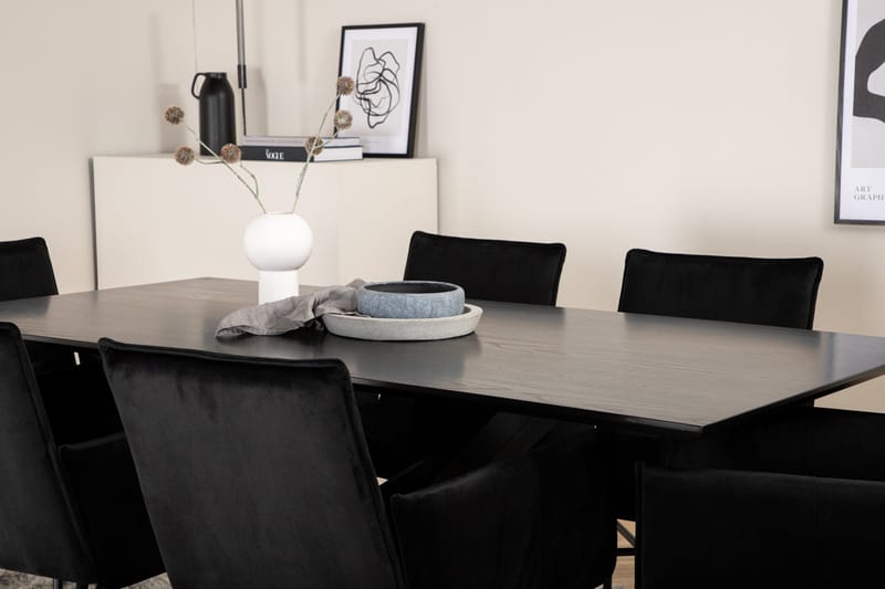 Piazza Matgrupp 180 cm Rektangulär med 6 Petra stolar - Svart - Möbler - Bord & matgrupper - Matgrupper