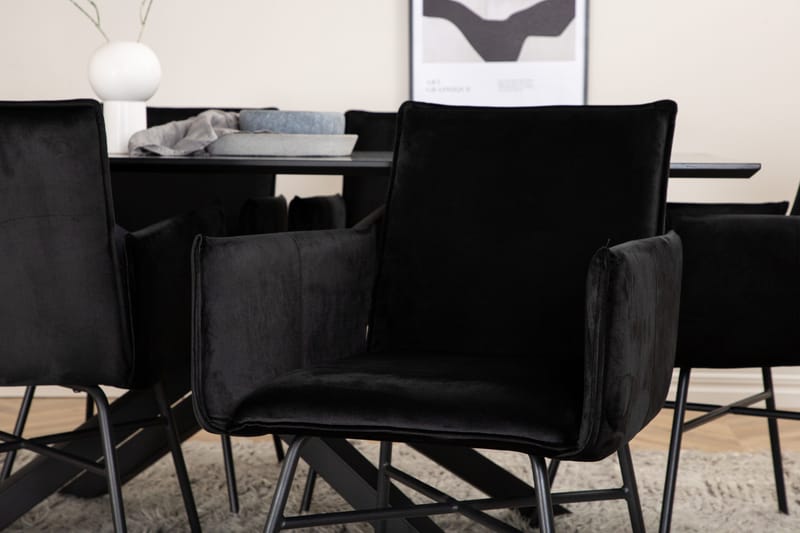 Piazza Matgrupp 180 cm Rektangulär med 6 Petra stolar - Svart - Möbler - Bord & matgrupper - Matgrupper