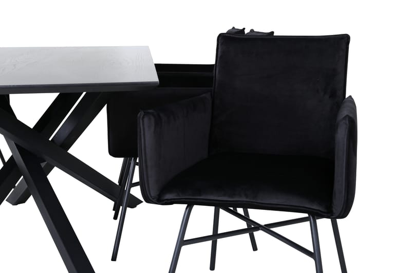 Piazza Matgrupp 180 cm Rektangulär med 6 Petra stolar - Svart - Möbler - Bord & matgrupper - Matgrupper