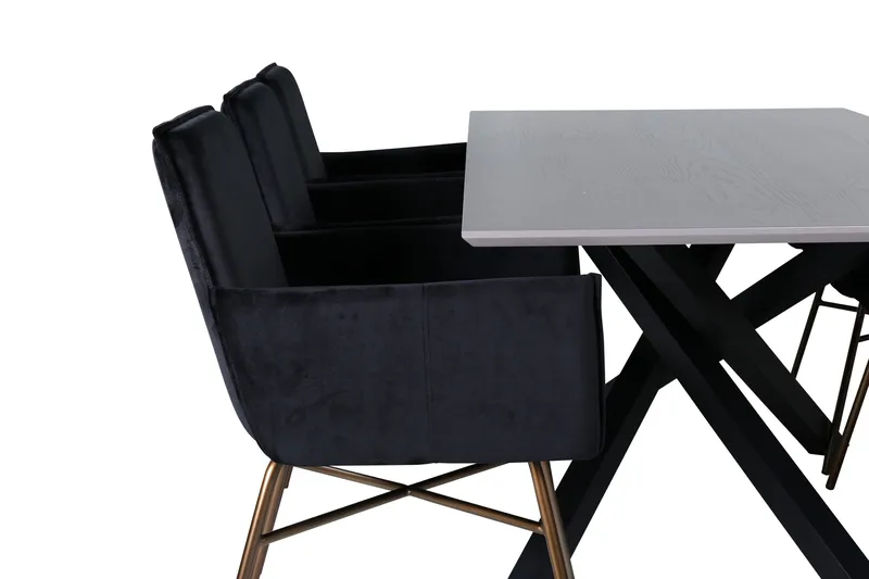 Piazza Matgrupp 180 cm Rektangulär med 6 Petra stolar - Svart - Möbler - Bord & matgrupper - Matgrupper