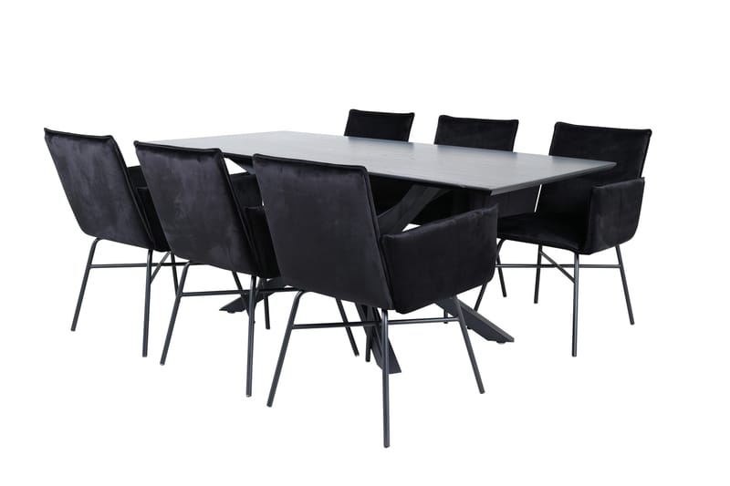 Piazza Matgrupp 180 cm Rektangulär med 6 Petra stolar - Svart - Möbler - Bord & matgrupper - Matgrupper