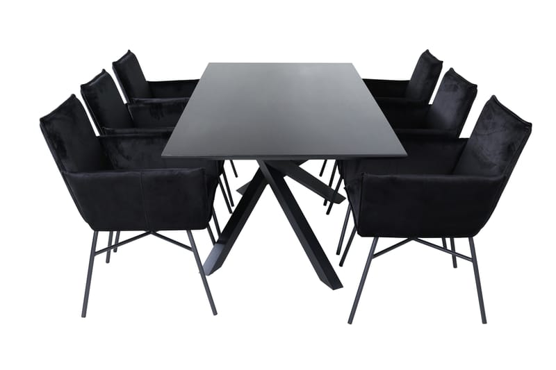 Piazza Matgrupp 180 cm Rektangulär med 6 Petra stolar - Svart - Möbler - Bord & matgrupper - Matgrupper