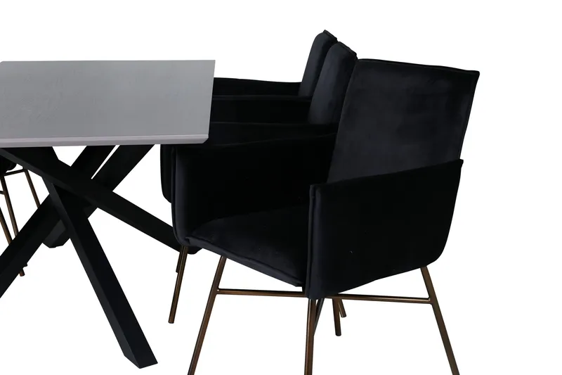 Piazza Matgrupp 180 cm Rektangulär med 6 Petra stolar - Svart - Möbler - Bord & matgrupper - Matgrupper