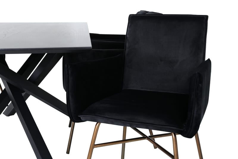 Piazza Matgrupp 180 cm Rektangulär med 6 Petra stolar - Svart - Möbler - Bord & matgrupper - Matgrupper