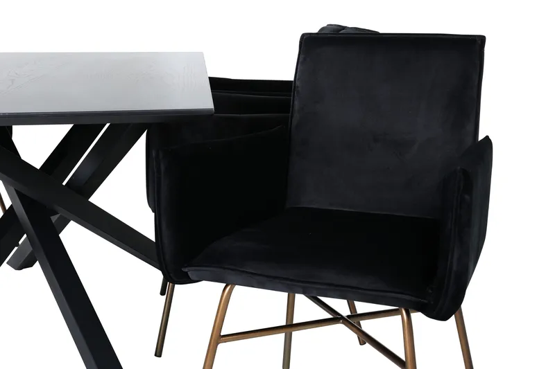 Piazza Matgrupp 180 cm Rektangulär med 6 Petra stolar - Svart - Möbler - Bord & matgrupper - Matgrupper