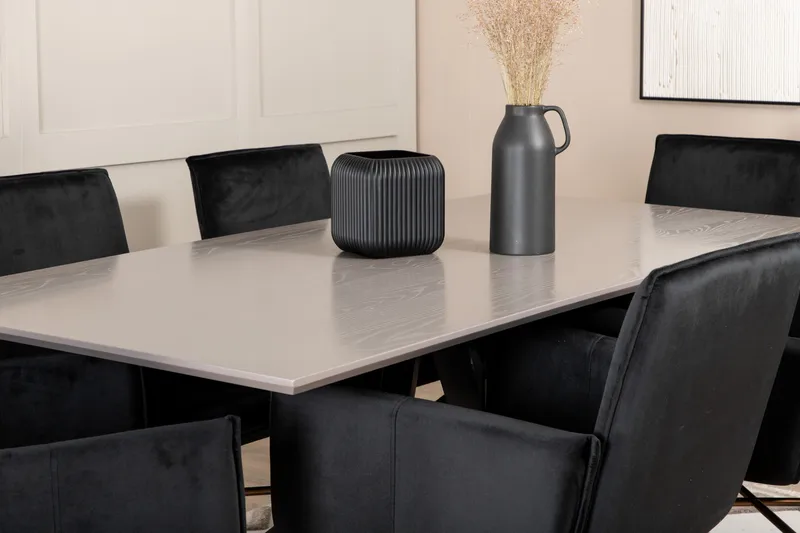 Piazza Matgrupp 180 cm Rektangulär med 6 Petra stolar - Svart - Möbler - Bord & matgrupper - Matgrupper