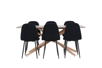 Piazza Matgrupp 180 cm Rektangulär med 6 Polar stolar - Mocca/Svart - Möbler - Bord & matgrupper - Matgrupper
