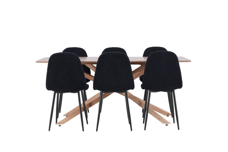 Piazza Matgrupp 180 cm Rektangulär med 6 Polar stolar - Mocca/Svart - Möbler - Bord & matgrupper - Matgrupper