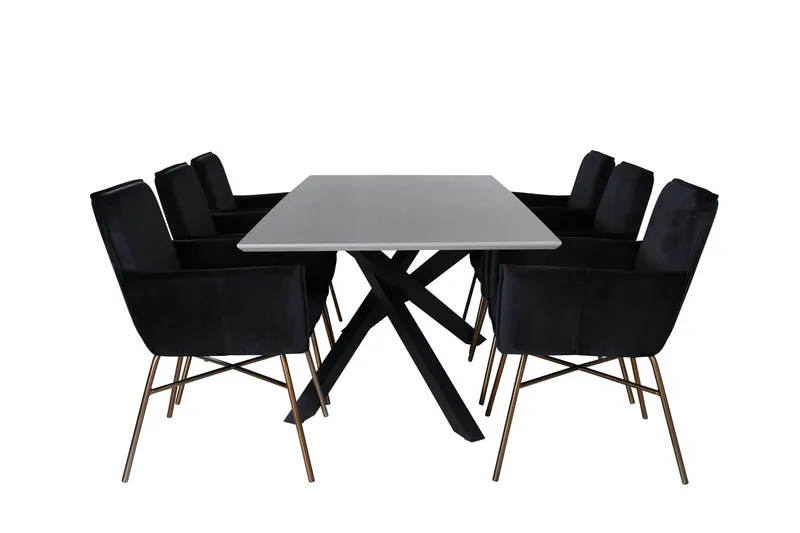 Piazza Matgrupp 180 cm Rektangulär med 6 Petra stolar - Svart - Möbler - Bord & matgrupper - Matgrupper