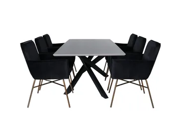 Piazza Matgrupp 180 cm Rektangulär med 6 Petra stolar - Svart - Möbler - Bord & matgrupper - Matgrupper