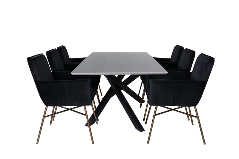 Piazza Matgrupp 180 cm Rektangulär med 6 Petra stolar - Svart - Möbler - Bord & matgrupper - Matgrupper