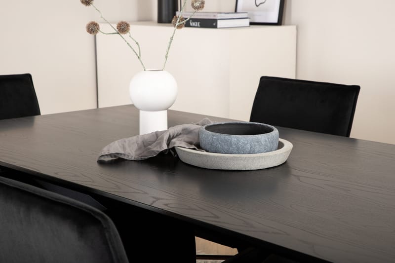 Piazza Matgrupp 180 cm Rektangulär med 6 Petra stolar - Svart - Möbler - Bord & matgrupper - Matgrupper