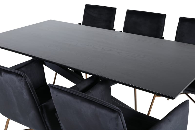 Piazza Matgrupp 180 cm Rektangulär med 6 Petra stolar - Svart - Möbler - Bord & matgrupper - Matgrupper