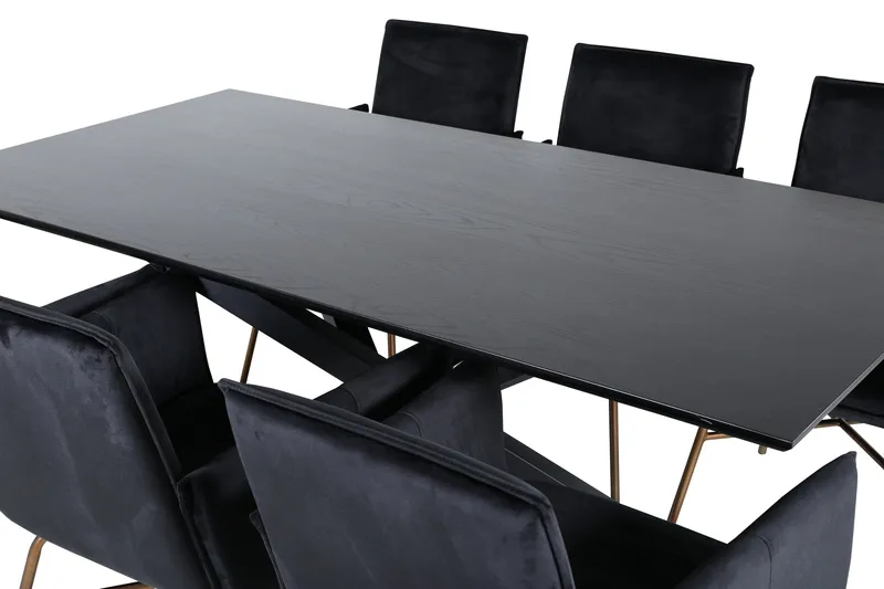 Piazza Matgrupp 180 cm Rektangulär med 6 Petra stolar - Svart - Möbler - Bord & matgrupper - Matgrupper