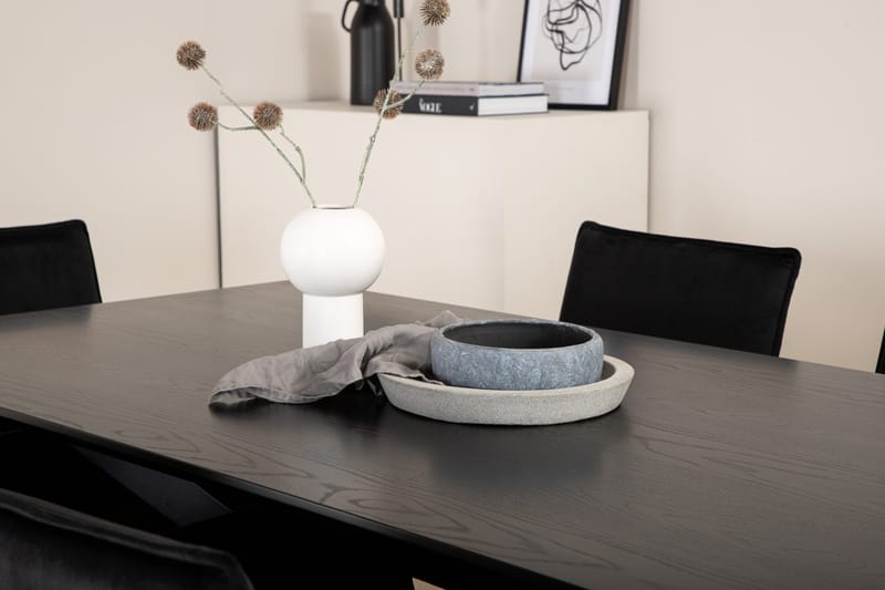 Piazza Matgrupp 180 cm Rektangulär med 6 Petra stolar - Svart - Möbler - Bord & matgrupper - Matgrupper