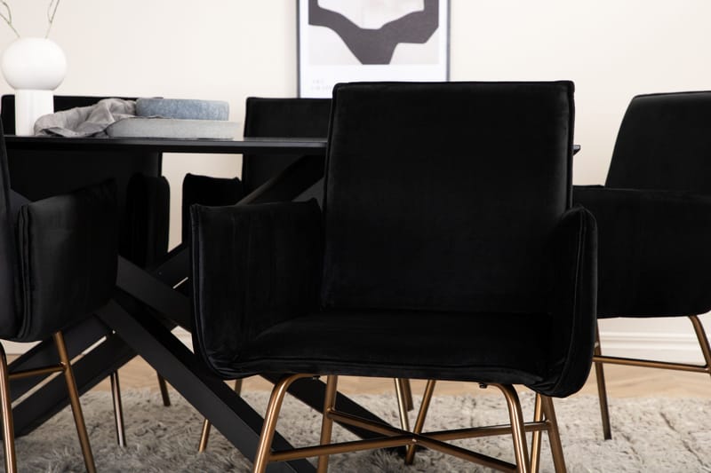 Piazza Matgrupp 180 cm Rektangulär med 6 Petra stolar - Svart - Möbler - Bord & matgrupper - Matgrupper