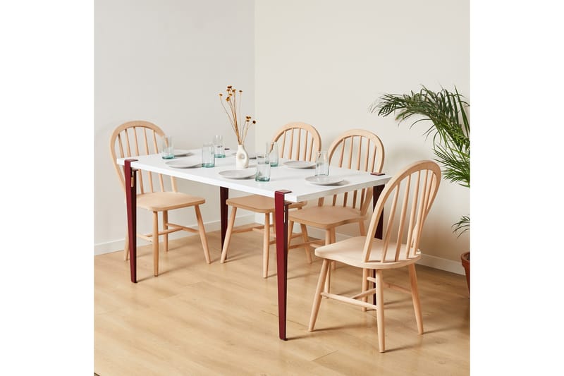 Pineios Matbord 150x75 cm Vit/Röd - Hanah Home - Möbler - Bord & matgrupper - Matbord & köksbord