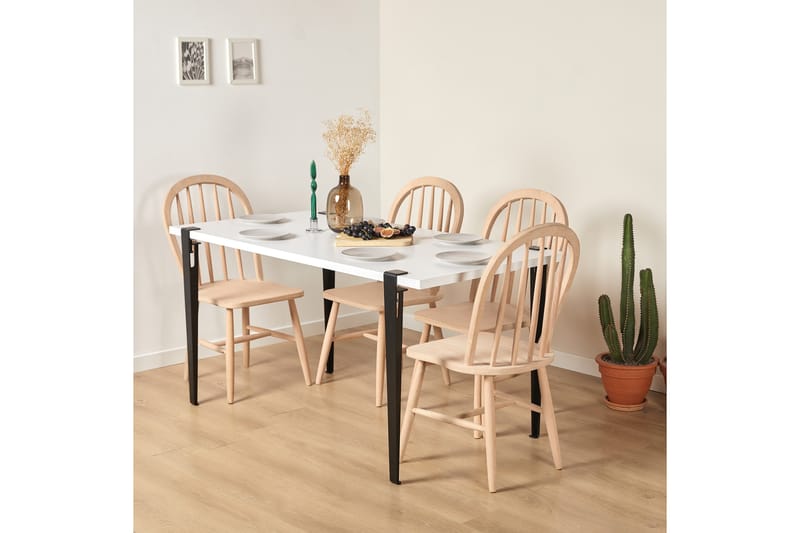 Pineios Matbord 150x75 cm Vit/Svart - Hanah Home - Möbler - Bord & matgrupper - Matbord & köksbord