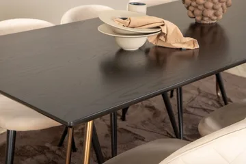 Pipi Matgrupp 190 cm inkl 6 Velvets Stolar - Svart/Koppar - Möbler - Bord & matgrupper - Matgrupper