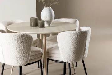 Vit - Vit bord, vit bouclé, svarta ben