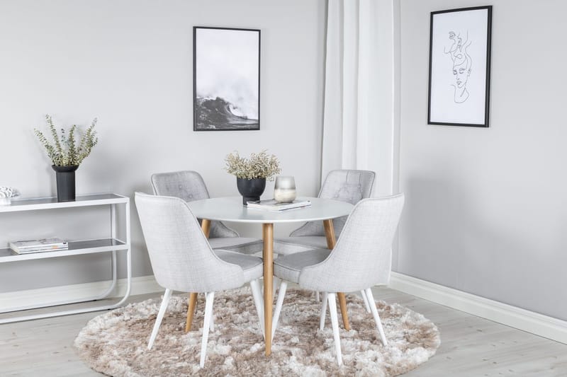 Plaza Matbord 100 cm med 4 Velvet Deluxe Matstol