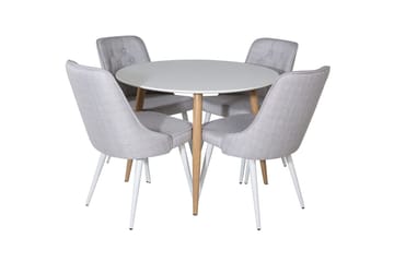 Plaza Matbord 100 cm med 4 Velvet Deluxe Matstol - Möbler - Bord & matgrupper - Matgrupper